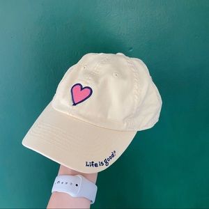 Life is Good Heart Vintage Yellow Hat